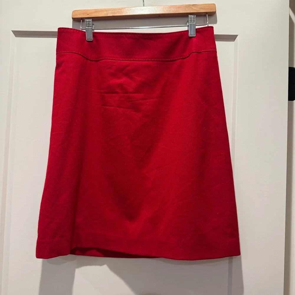 Preppy Classic Talbots Red 99% Wool A-Line Skirt Size 6 Knee Length